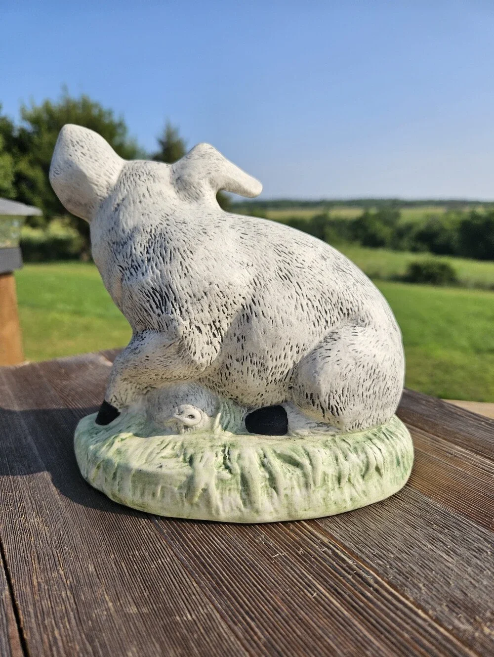 FARMHOUSE COTTAGECORE Mother Pig and Piglets Figurine Vintage Style Sow Statue